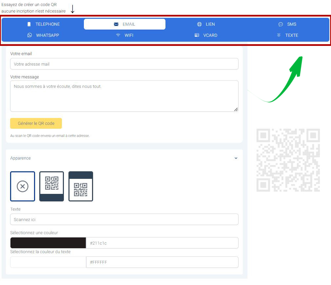 Etape 1 : Sélectionner le type de code image-1